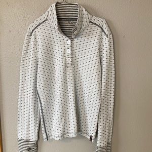 Kavu Large Pullover Sweater White Grey Thumbholes